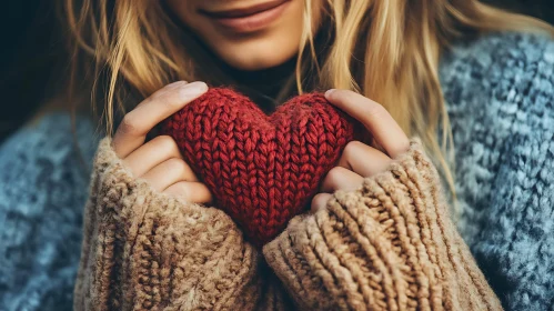 Knitted Heart in Gentle Hands