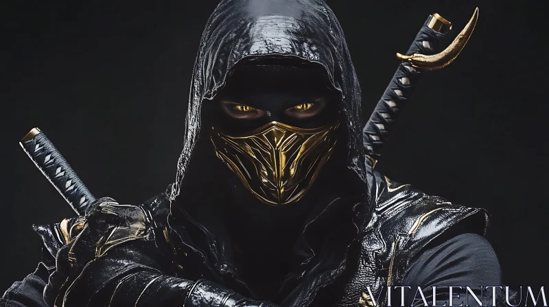 AI ART Mysterious Ninja with Golden Gaze