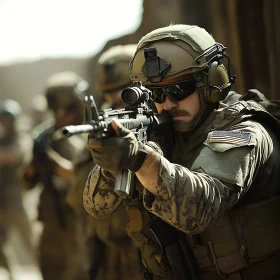 American Soldier Ready for Combat