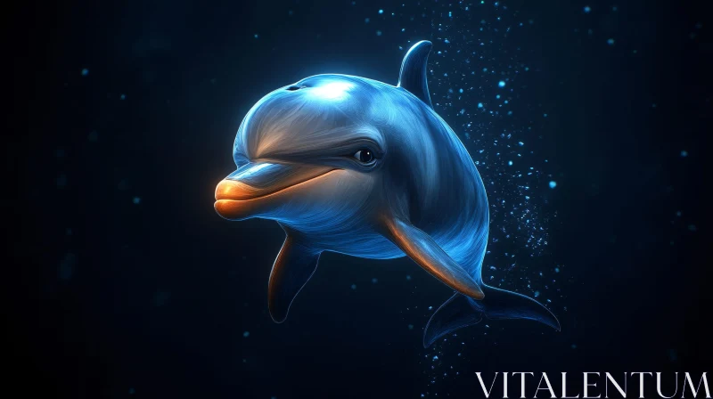 Oceanic Dolphin with Soft Glows AI Image