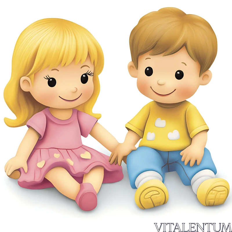 AI ART Illustration of Cartoon Boy and Girl