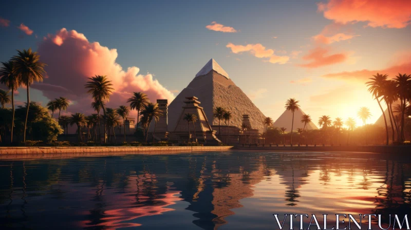 Mesmerizing 3D Rendered Egyptian Landscape at Sunset AI Image