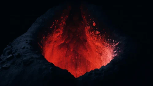 The Enigmatic Depths of a Volcano: A Surrealistic Journey
