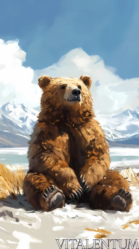 AI ART Serene Bear in Winter Wilderness