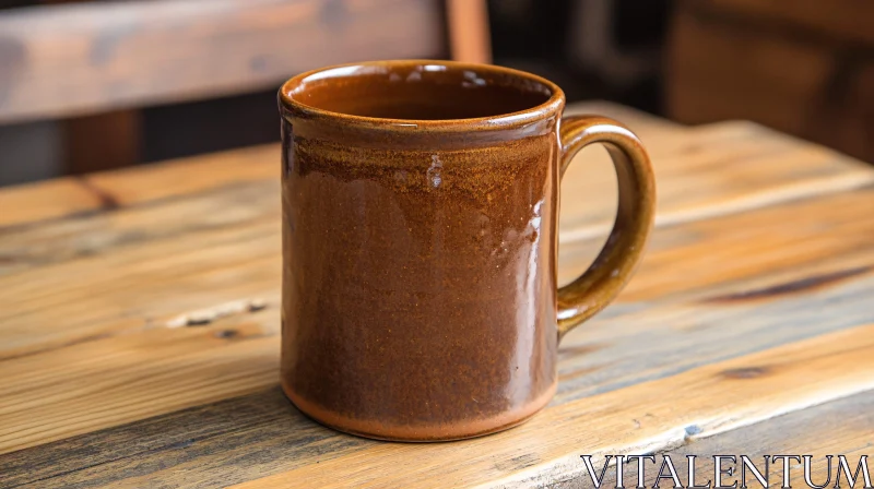 Brown Glazed Mug Still Life AI Image