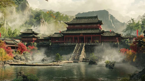 Serene Temple Landscape