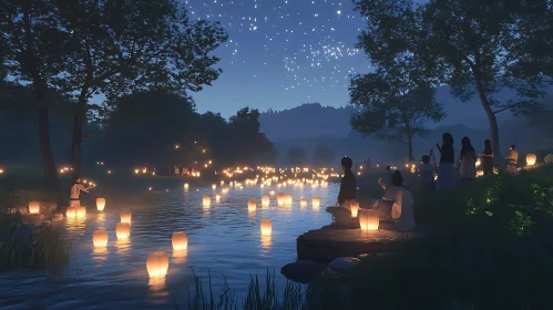 Night River Lanterns