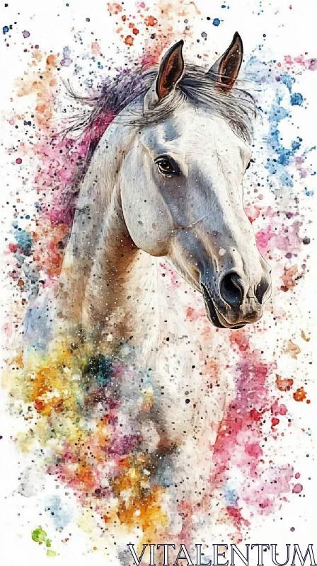 Colorful Horse Watercolor Art AI Image