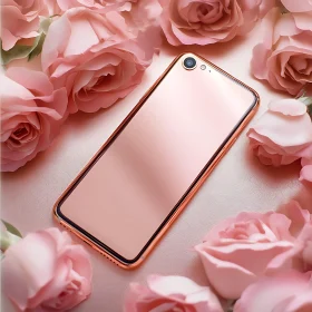 Stylish Smartphone and Roses Composition