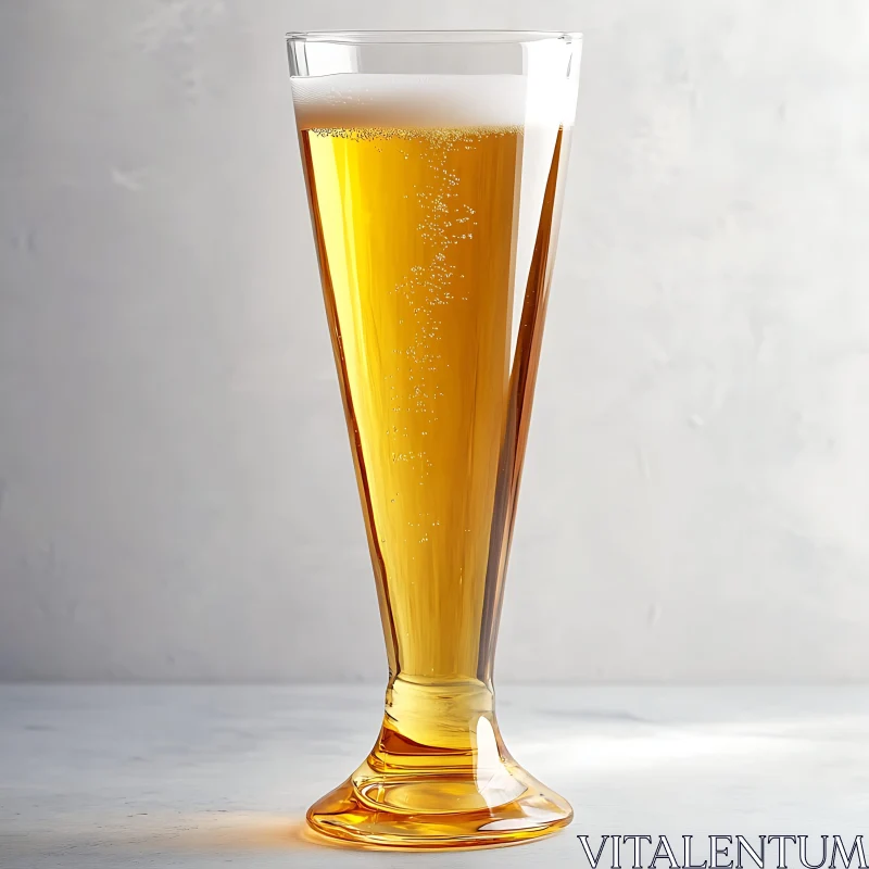 Golden Beer in Tall Glass AI Image