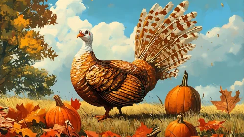 Thanksgiving Turkey in a Fall Landscape