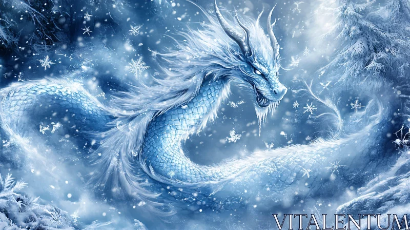 AI ART Frozen Dragon in a Winter Wonderland