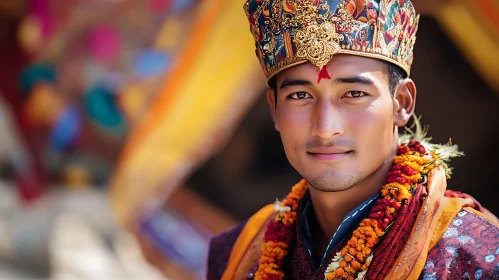 Traditional Man with Ornamental Crown