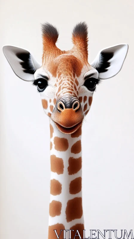 Close-Up of a Young Giraffe AI Image