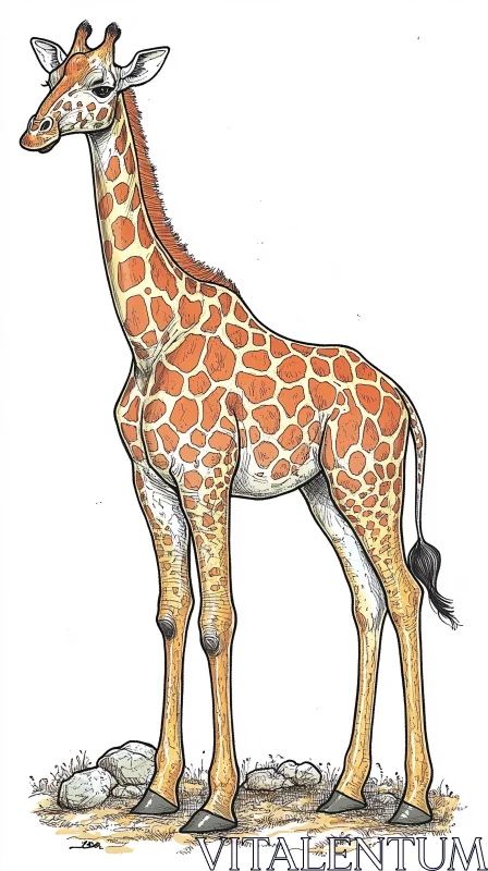 Graceful Giraffe Art AI Image