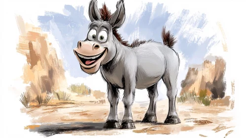 Humorous Donkey Character in Desert Scene