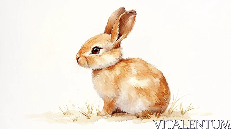 Gentle Rabbit Watercolor Art AI Image