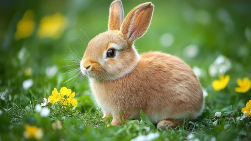 Rabbit in a Flower-filled Meadow