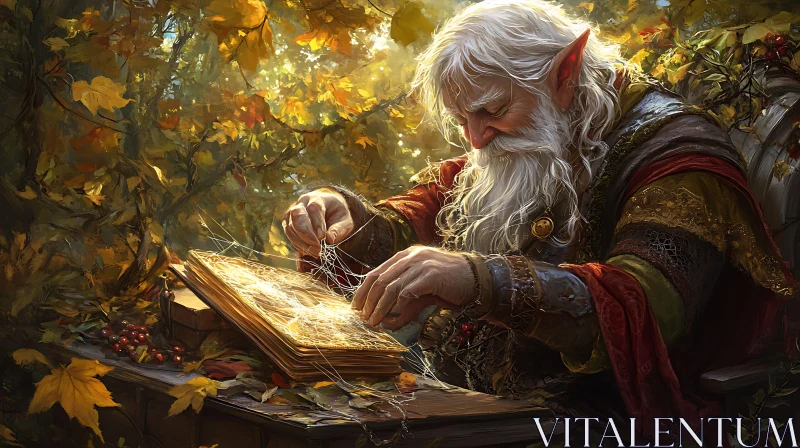 AI ART Elf's Magical Craft in Autumnal Setting