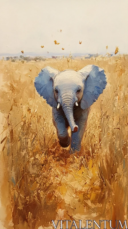 Elephant Painting in Wilderness AI Image