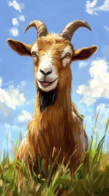 Expressive Goat Portrait in a Pasture