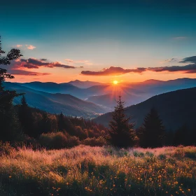 Sunset Over Mountain Peaks