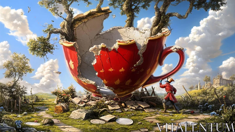 Giant Teacup Landscape AI Image
