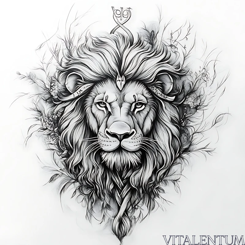 AI ART Monochrome Lion Artwork