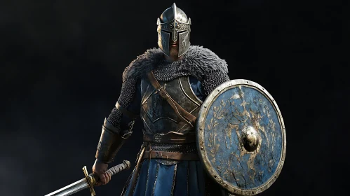 Armored Warrior with Sword and Shield
