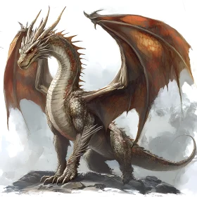 Dragon Perched on Rocks Artwork