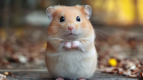 Cute Hamster Among Leaves