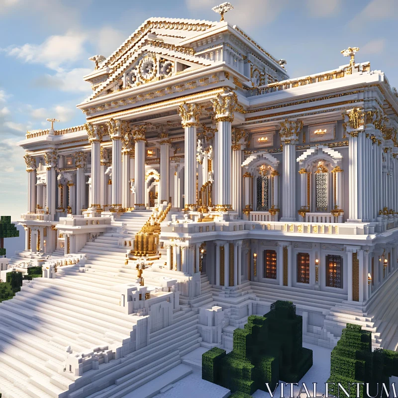 Ornate Block Architecture with Classical Design AI Image