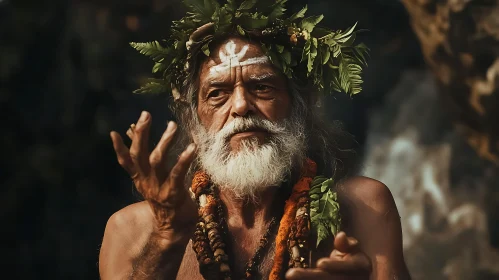 Old Man with Leaves and Flowers