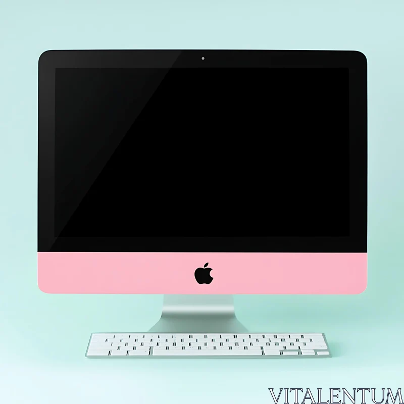 Modern Desktop with Pink Bezel and Clean Design AI Image