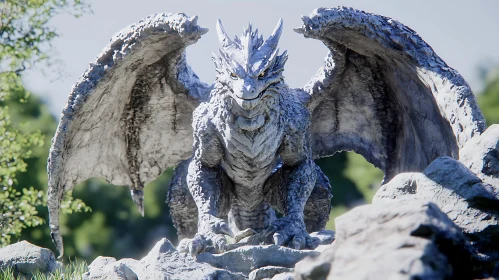 Ancient Stone Dragon Statue Outdoors