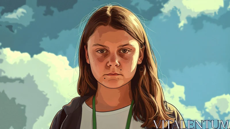 AI ART Greta Thunberg: Determined and Poised