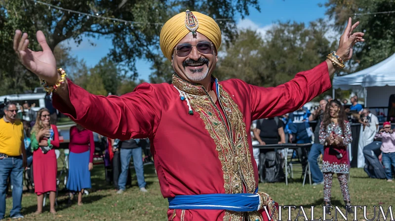 Festive Man Portrait in Cultural Garb AI Image