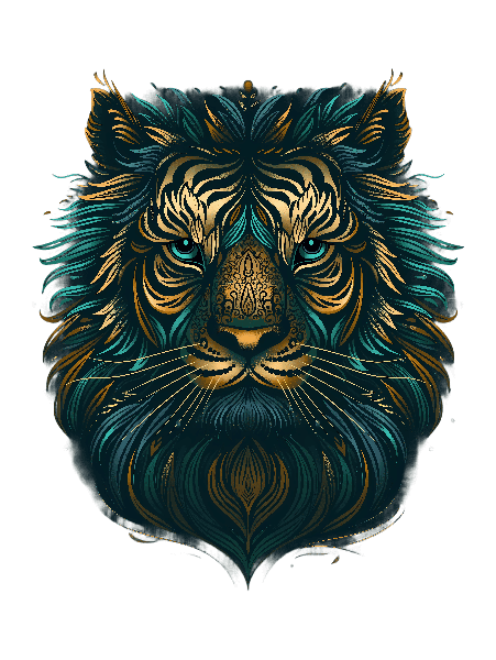 POD Design Colorful Tiger Head Illustration