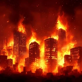 Urban Inferno: Buildings in Flames