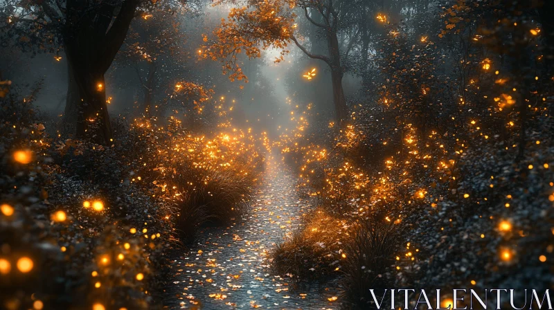 Mystical Forest Trail at Twilight AI Image