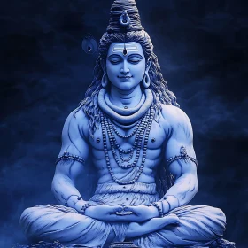 Blue Shiva: A Meditative Religious Sculpture