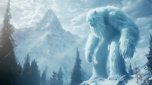 Yeti Among Snow-Capped Peaks