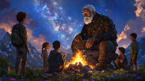 Enchanting Night with a Giant and Children