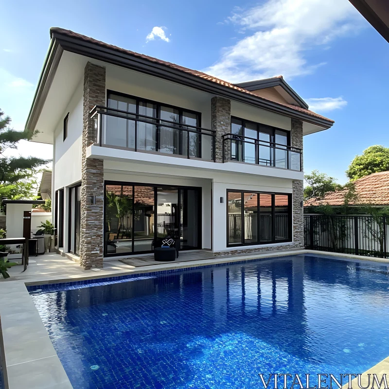 Luxury Home with Outdoor Pool AI Image