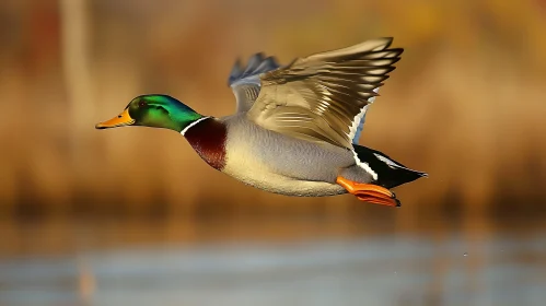 Flying Mallard Duck