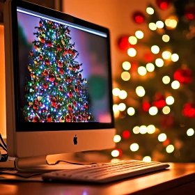 Holiday Tree Displayed on Digital Screen