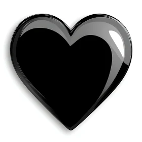 Shiny Black Heart on White