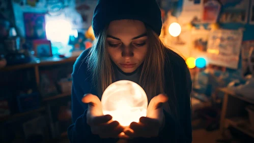 Girl Holding a Magic Sphere