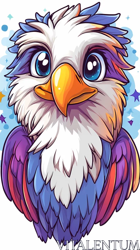 Colorful Cartoon Bird Art AI Image