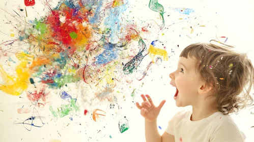 Creative Child with Paint Splatter